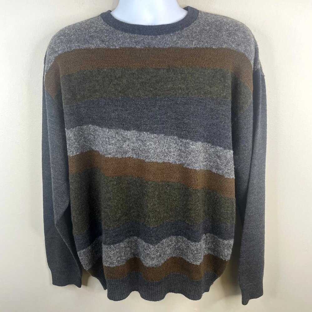 Bugatchi Uomo Wool Sweater Mens Large Gray Long Sleeve Minimalist Modern Design